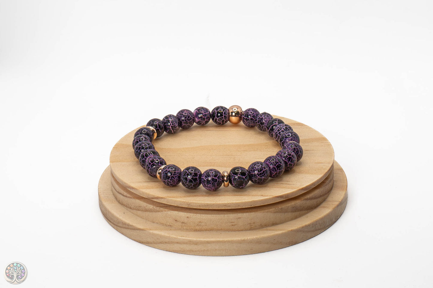 Bracelet en Agate Violette Craquelée - 18cm / 8mm