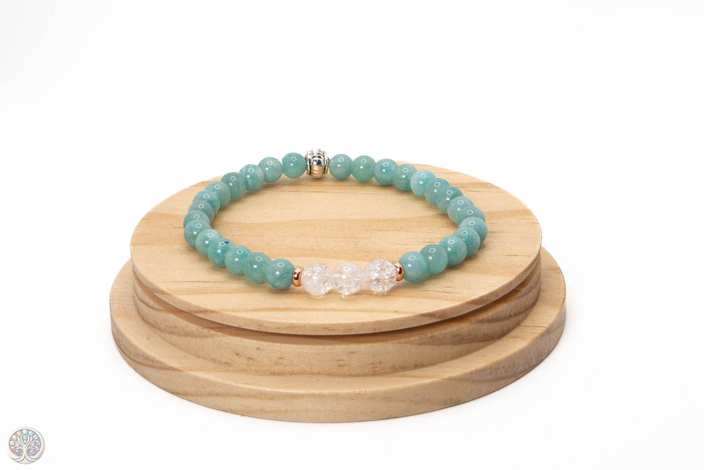 Bracelet en Amazonite et Cristal de Roche - 18cm / 6mm