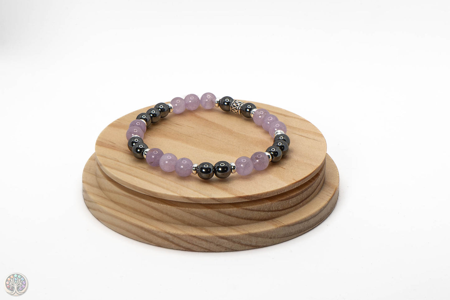 Bracelet en Améthyste Lavande et Hématite - 18cm / 6mm