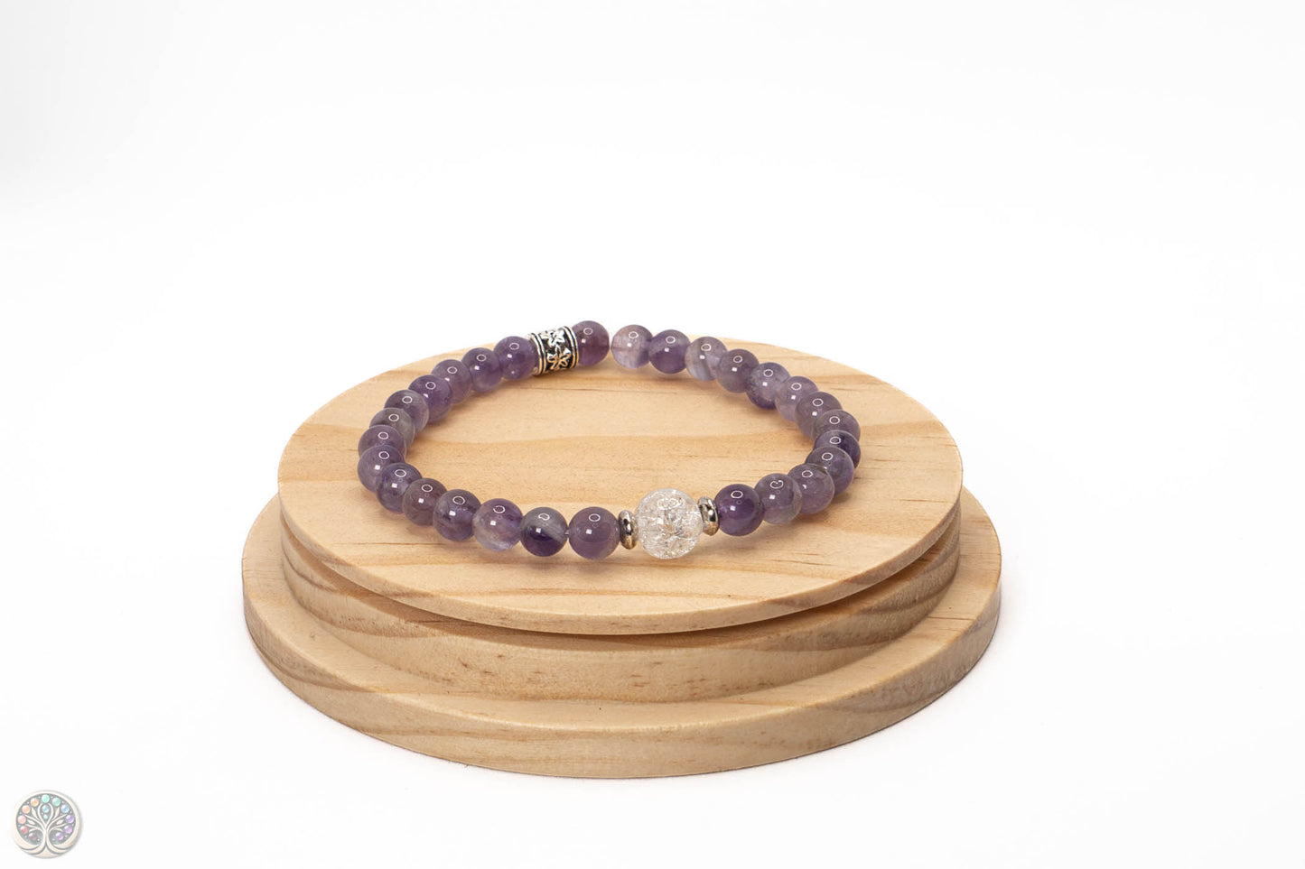 Bracelet en Améthyste et Cristal de roche - 18 cm / 6mm