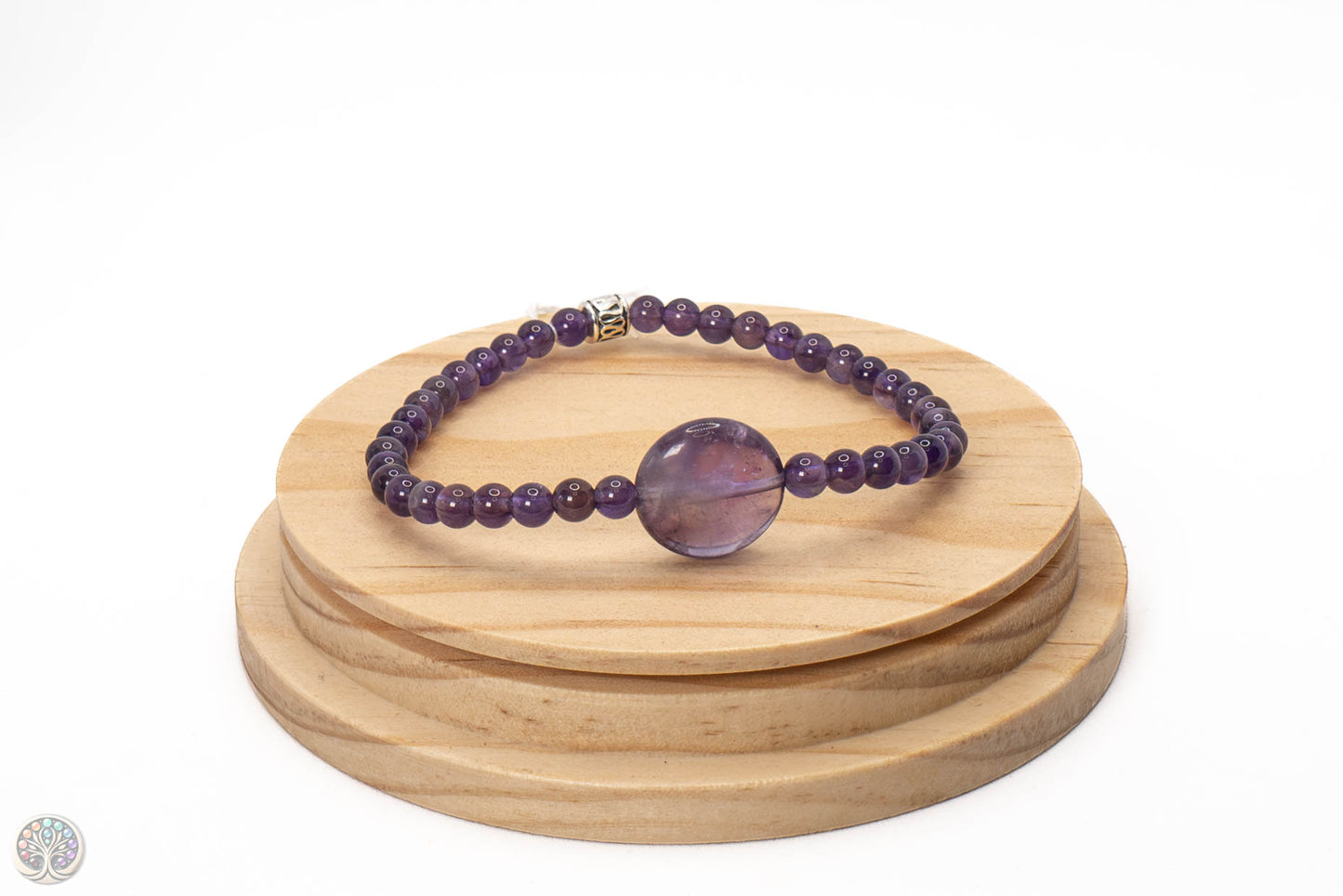 Bracelet en Améthyste + pierre -18cm / 4mm