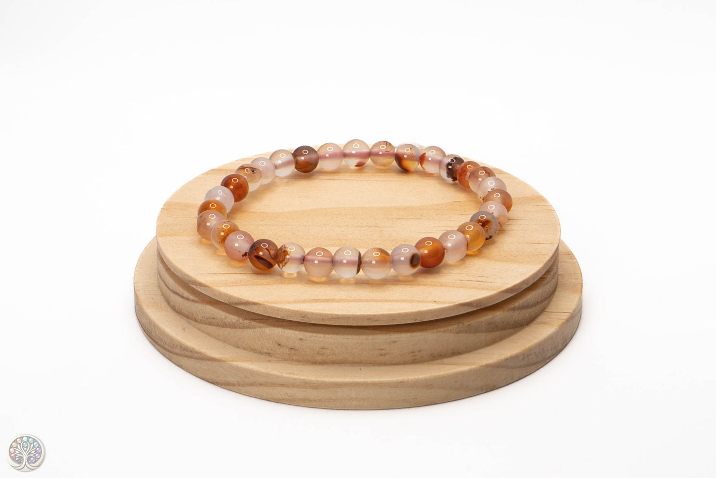 Bracelet en Agate Blanche et Orange - 18 cm / 6mm