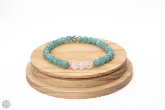 Bracelet en Amazonite et Cristal de Roche - 18cm / 6mm