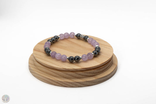 Bracelet en Améthyste Lavande et Hématite - 18cm / 6mm