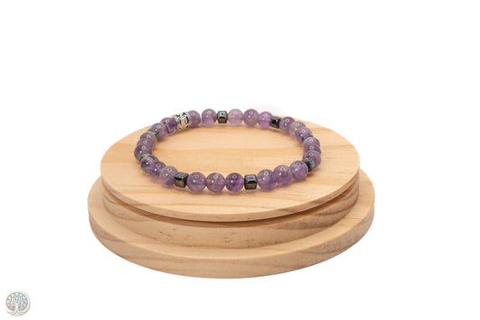 Bracelet en Améthyste et Hématite - 18cm / 6mm