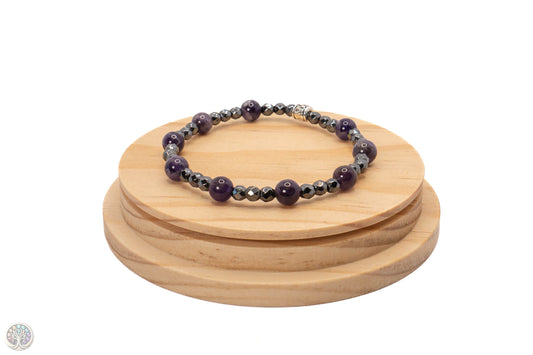 Bracelet en Améthyste et Hématite - 18cm / 6 et 4mm