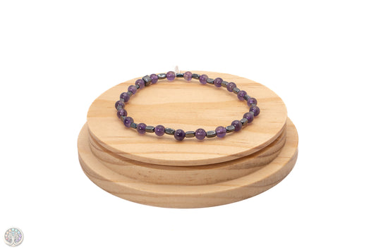 Bracelet en Améthyste et Hématite 18cm / 4mm