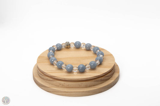 Bracelet en Angelite et Cristal de roche - 18cm / 5 et 6mm
