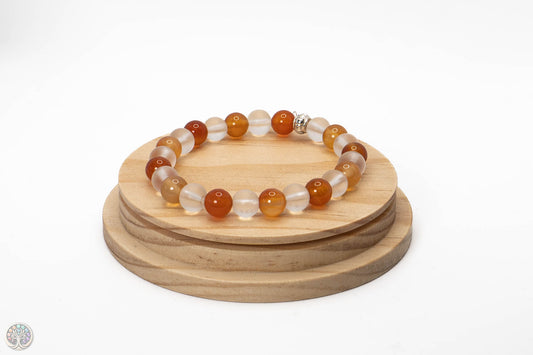 Bracelet en Cornaline et cristal de roche - 18cm / 8mm