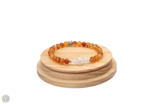 Bracelet en Cornaline et Cristal de roche - 18cm / 6mm