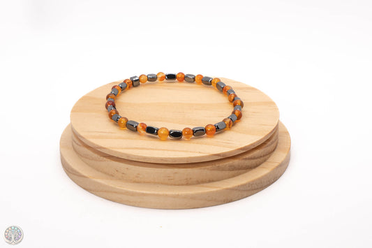 Bracelet en Cornaline et Hématite - 18cm / 4mm