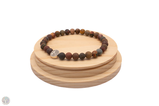 Bracelet en Jaspe Picasso mat /  19 cm en 6mm