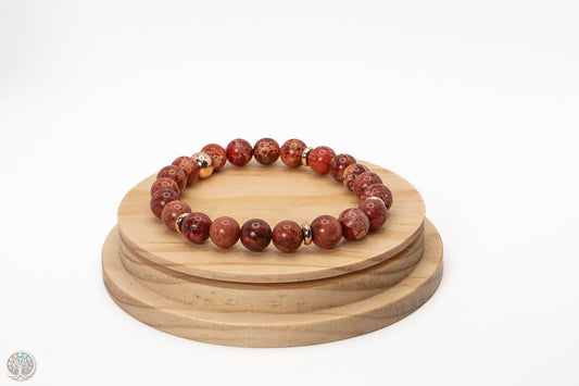 Bracelet en Jaspe impérial Rouge - 18cm / 8mm