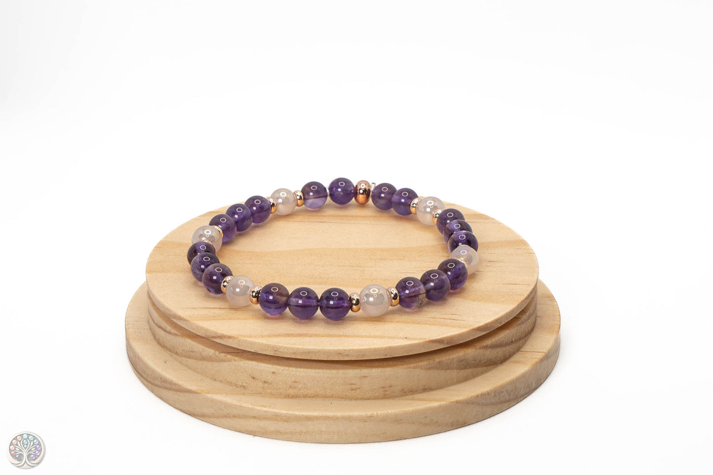 Bracelet en Aqua aura Rose et Améthyste - 18cm / 6mm